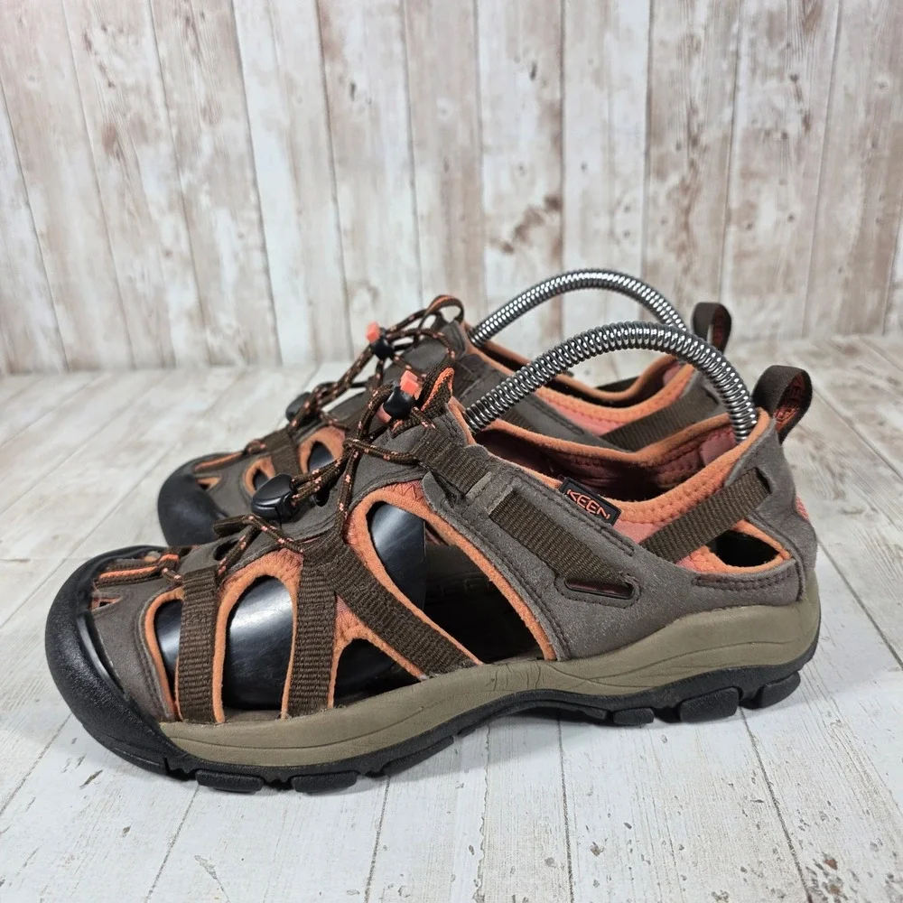 Keen Arroyo II Womens Hiking Sandals Brown Coral Orange Waterproof Leather Shoes